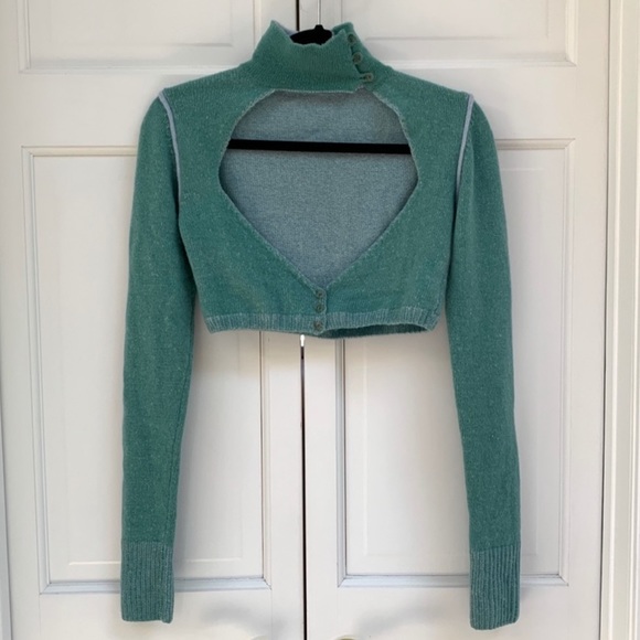 Danielle Guizio Cut Out Cardigan and Exposed Seam Bra Set - Picture 7 of 8